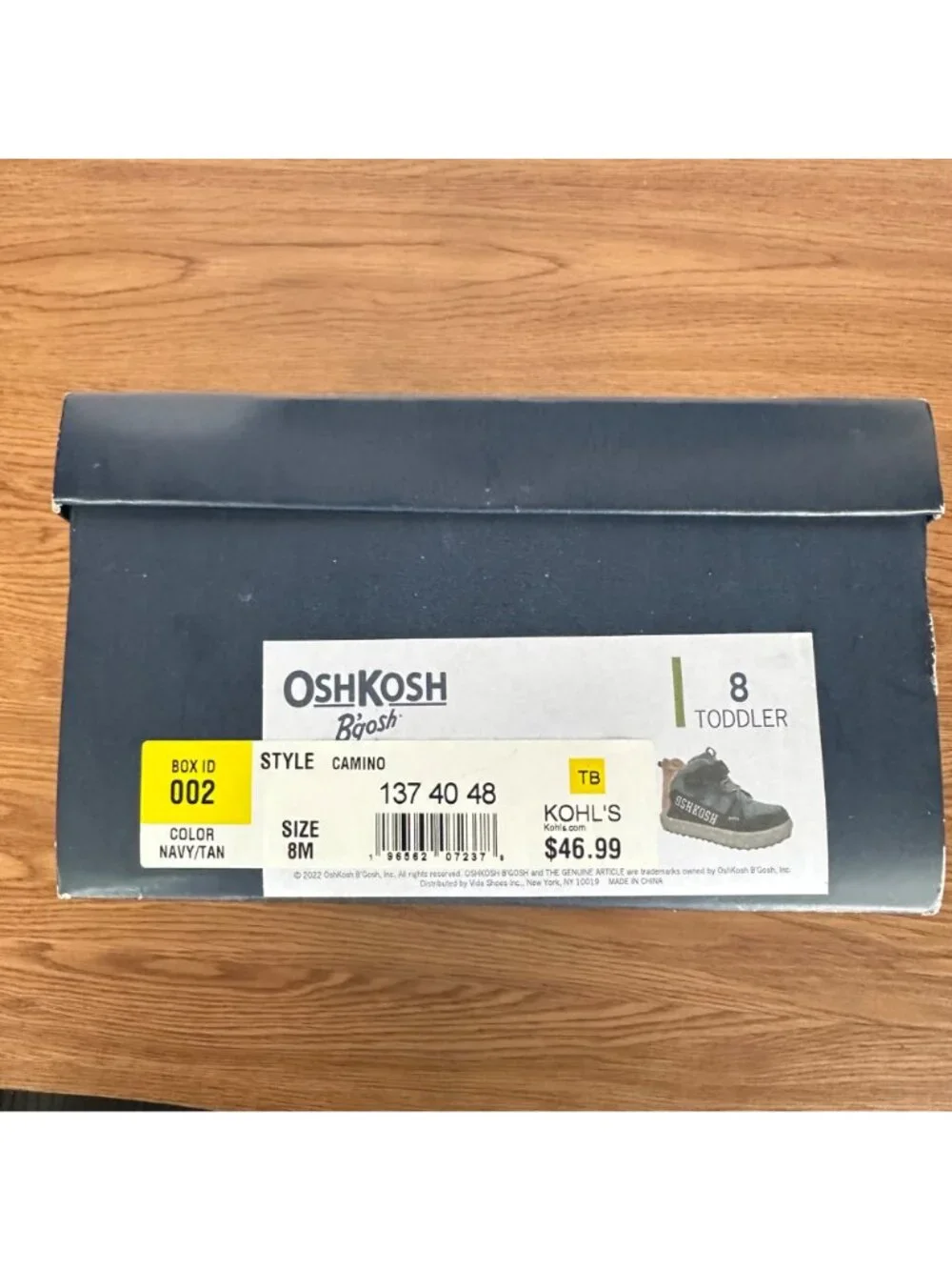 ❤️OshKosh Boys Shoes Slip-on Hi School Boots Sneaker Sz 8 easy-on Hook-loop Blue